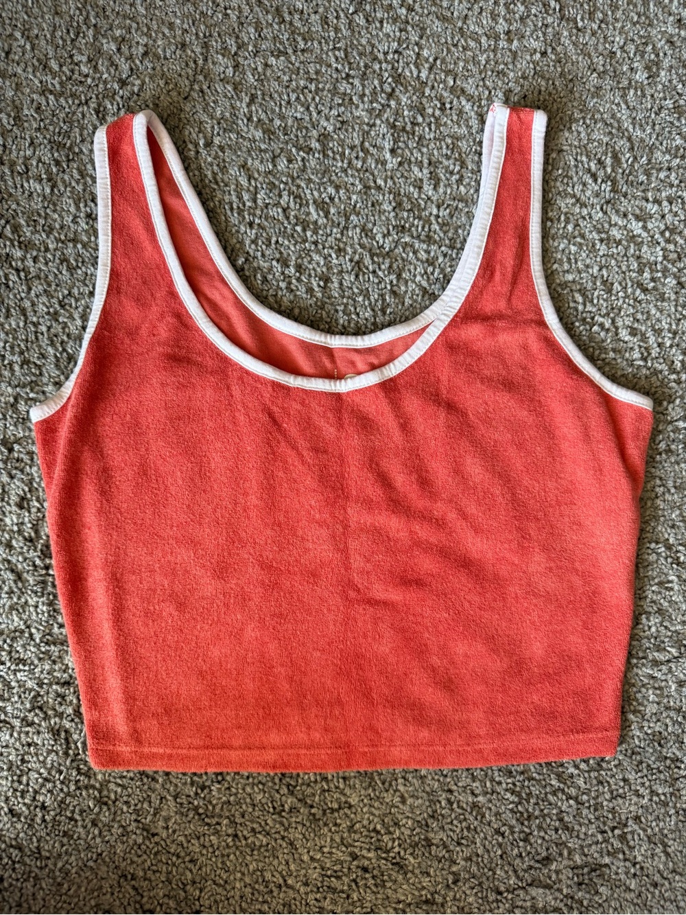 SO Coral Crop Tank with White Trim